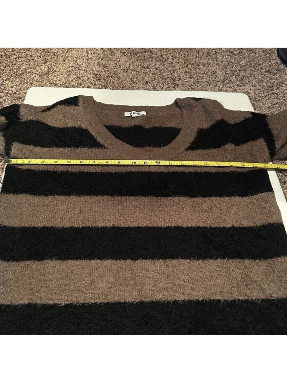 BB Dakota V-Neck Sweater - Black and Brown Stripes Medium - Picture 6 of 7